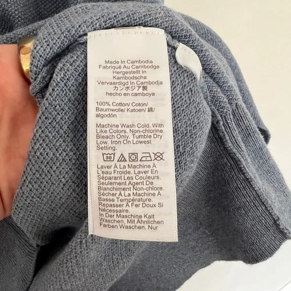 J.Crew Knit Blue Cotton Piqué Stitch Crewneck Sweater Men’s Medium